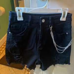 Black edgy shorts with chain